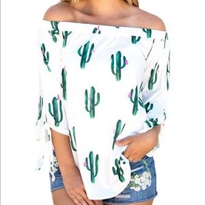 Women’s Off Shoulder 3/4 Sleeve Cactus print